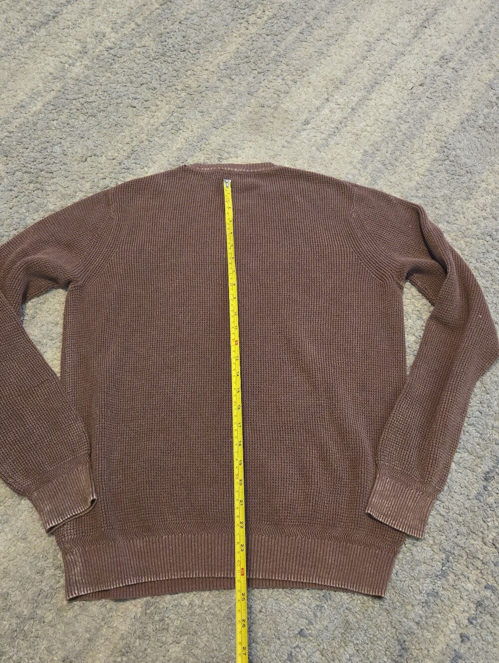 Faherty Men’s Medium 100% Organic Cotton Waffle Knit Sweater Sun-Faded Mauve - Picture 8 of 8